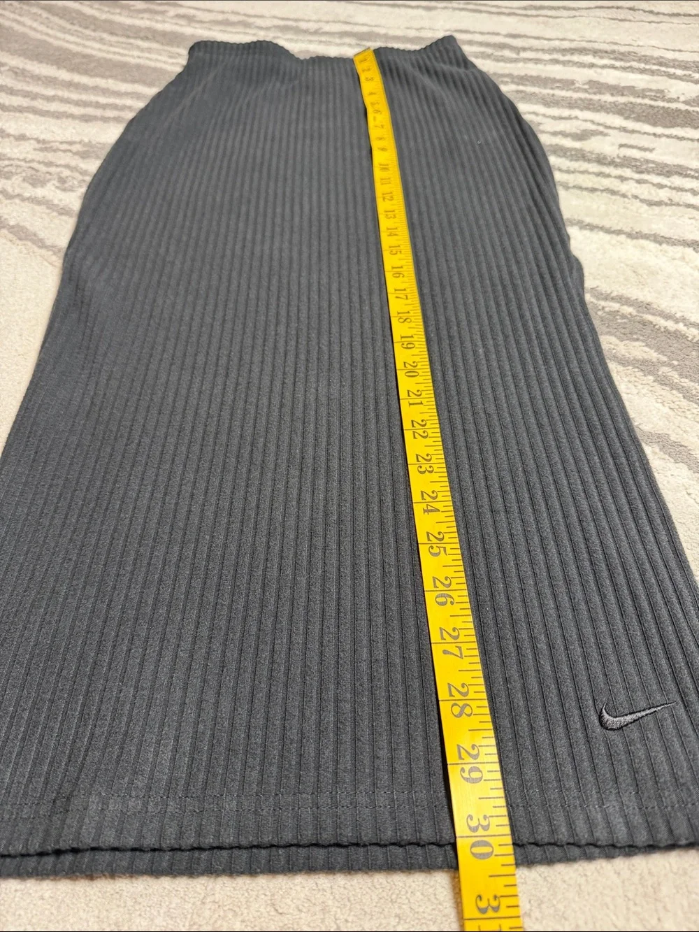 Nike Black Ribbed Midi Skirt with Side Slit